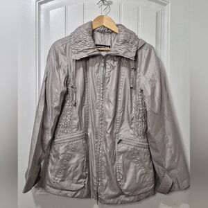 Womens Marcona Silver Gray Hooded Spring Jacket Size Medium